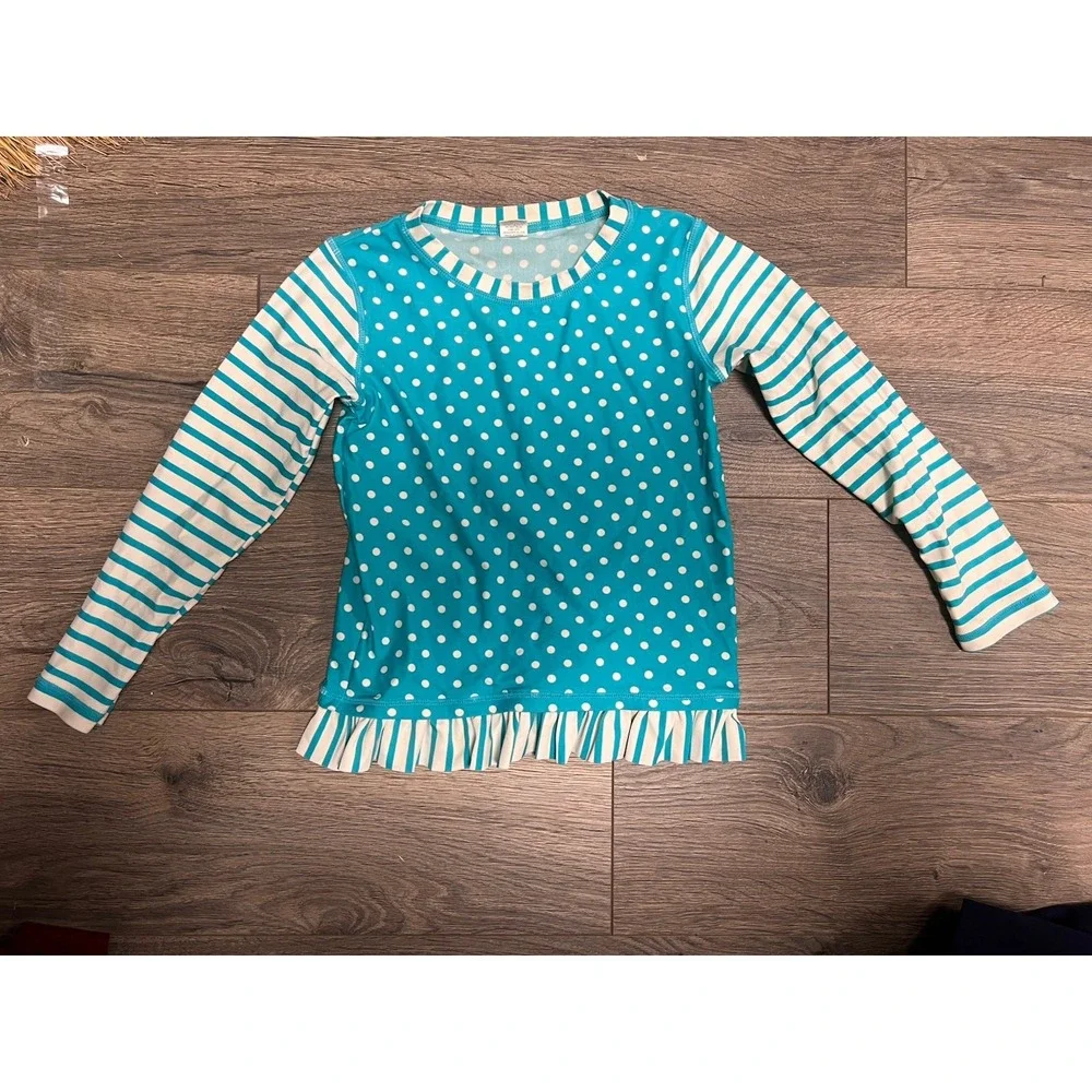 Ruffle Butts Rash Guard Size 5 Blue And White Polka Dots With Ruffled‎ Bottom